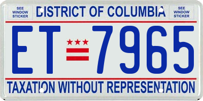 DC license plate ET7965