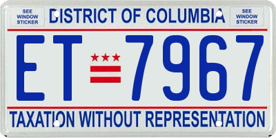 DC license plate ET7967