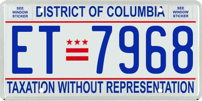 DC license plate ET7968