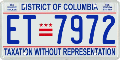 DC license plate ET7972