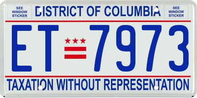 DC license plate ET7973