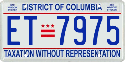 DC license plate ET7975