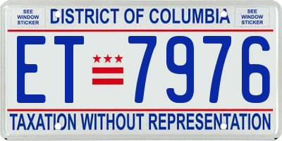 DC license plate ET7976