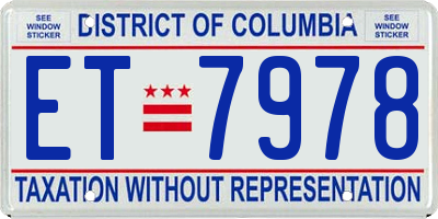 DC license plate ET7978