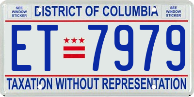 DC license plate ET7979