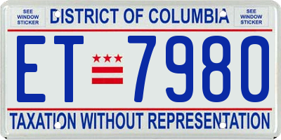 DC license plate ET7980