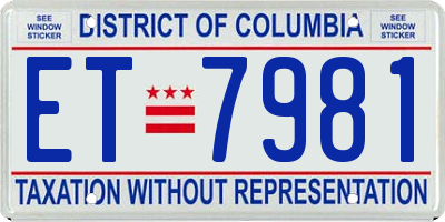 DC license plate ET7981