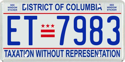 DC license plate ET7983