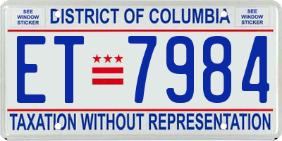 DC license plate ET7984