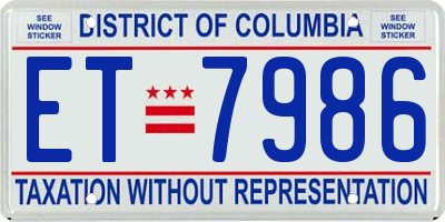 DC license plate ET7986