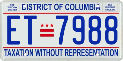 DC license plate ET7988