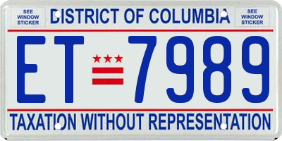 DC license plate ET7989