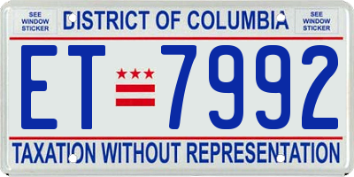 DC license plate ET7992