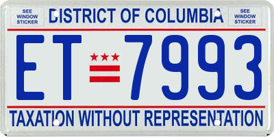 DC license plate ET7993