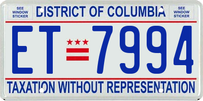 DC license plate ET7994