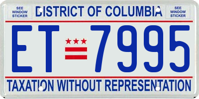 DC license plate ET7995