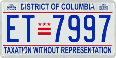 DC license plate ET7997