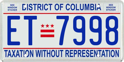 DC license plate ET7998