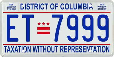 DC license plate ET7999