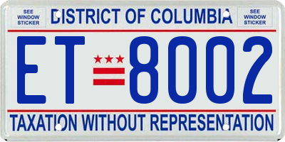 DC license plate ET8002