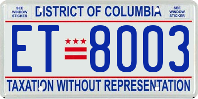 DC license plate ET8003