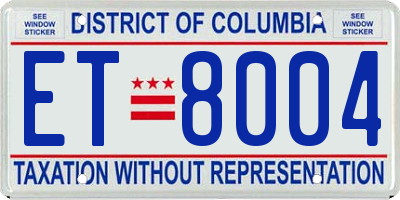 DC license plate ET8004