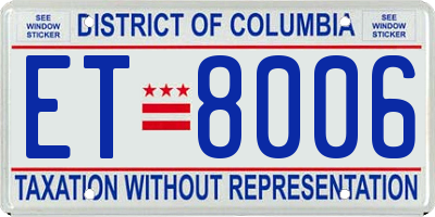 DC license plate ET8006