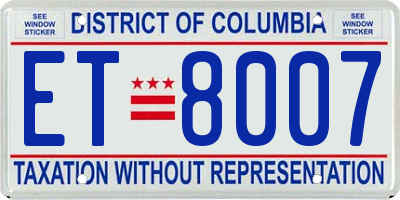 DC license plate ET8007