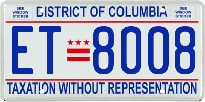 DC license plate ET8008