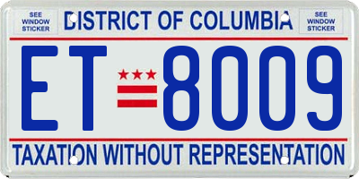 DC license plate ET8009
