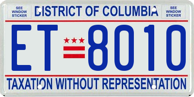 DC license plate ET8010