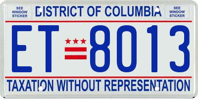 DC license plate ET8013