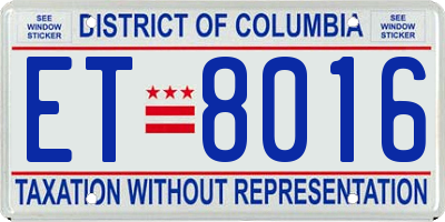 DC license plate ET8016