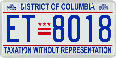 DC license plate ET8018
