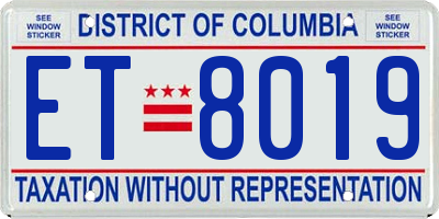 DC license plate ET8019