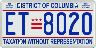 DC license plate ET8020