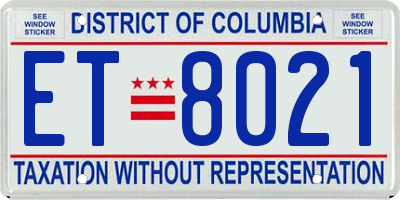 DC license plate ET8021