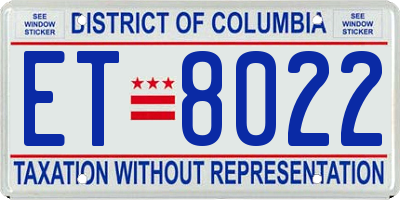 DC license plate ET8022