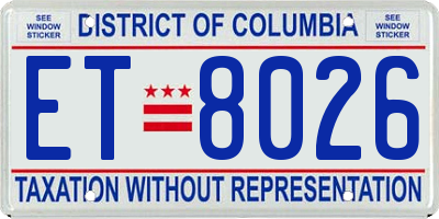 DC license plate ET8026