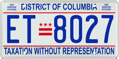 DC license plate ET8027
