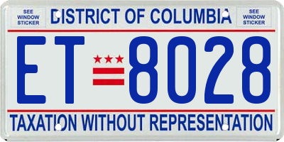 DC license plate ET8028