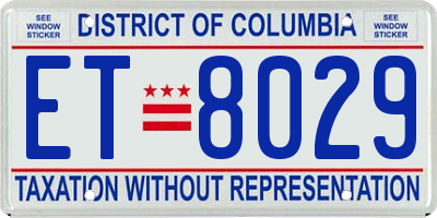DC license plate ET8029