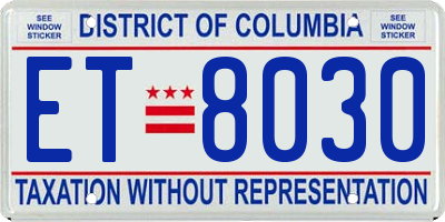 DC license plate ET8030
