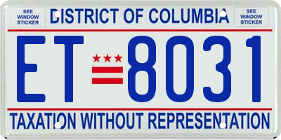 DC license plate ET8031