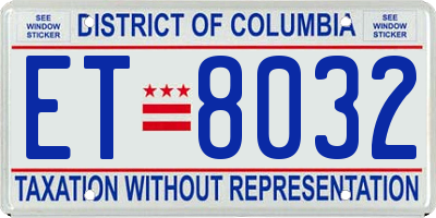 DC license plate ET8032