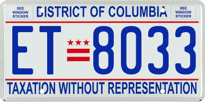 DC license plate ET8033