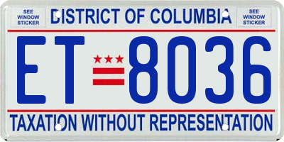 DC license plate ET8036
