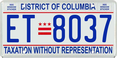 DC license plate ET8037