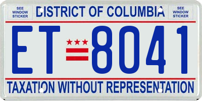 DC license plate ET8041