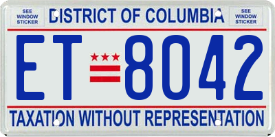 DC license plate ET8042